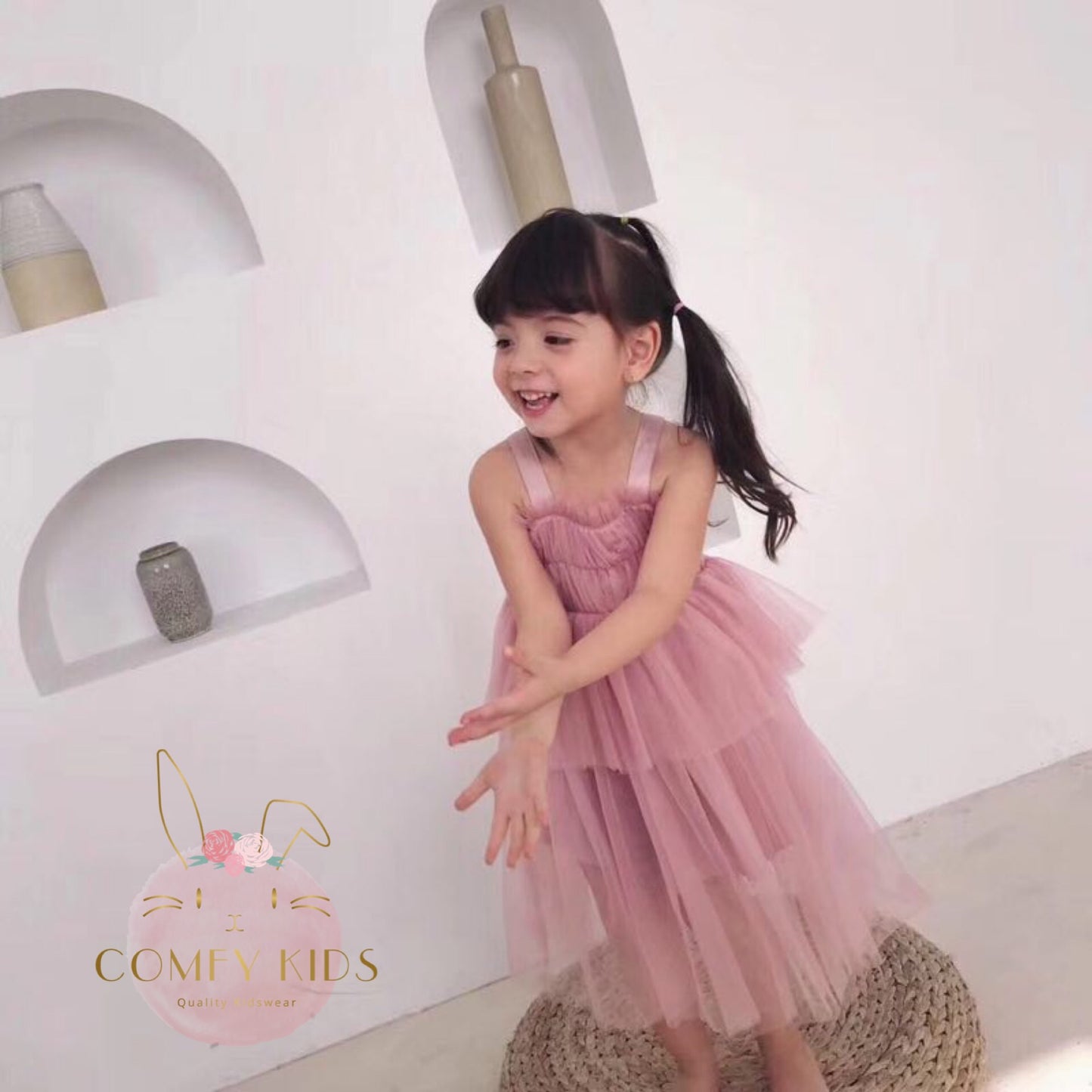 Baby Girl Dusty Pink Dress | Girls Clothing Dress | Size 1-5