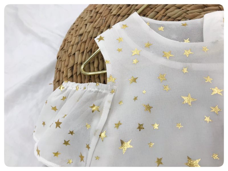 Girl White Star Cold-Shoulder Dress
