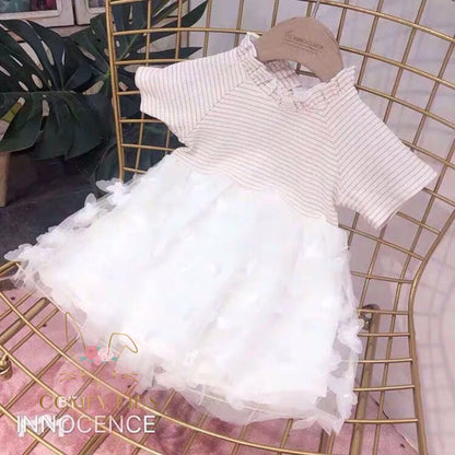 Girls' Striped Top and Ruffled Tulle Skirt Dress