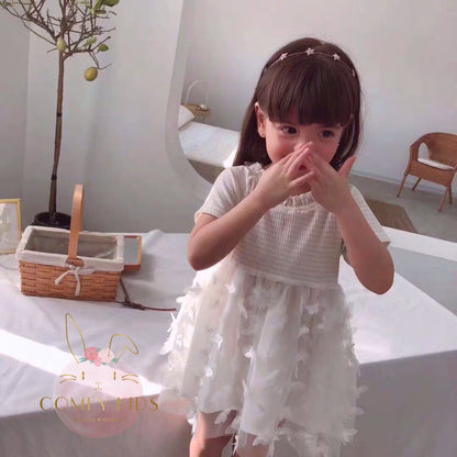 Girls' Striped Top and Ruffled Tulle Skirt Dress