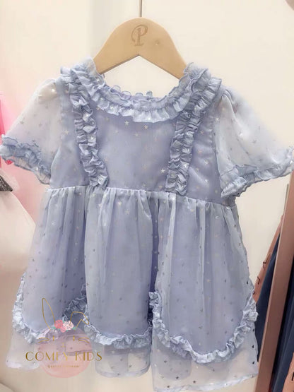 Girls' Starry Sky Ruffle Party Dress | Size 1-5