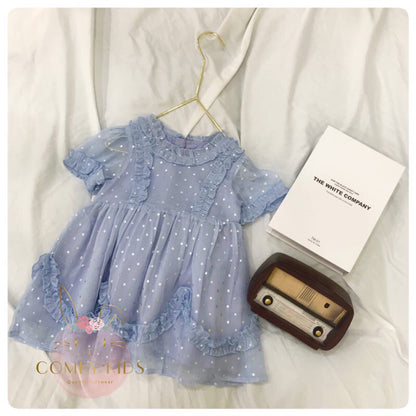 Girls' Starry Sky Ruffle Party Dress | Size 1-5