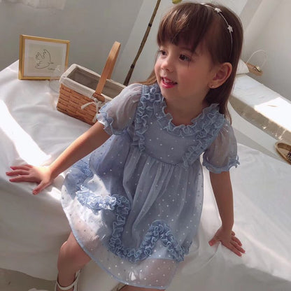 Girls' Starry Sky Ruffle Party Dress | Size 1-5